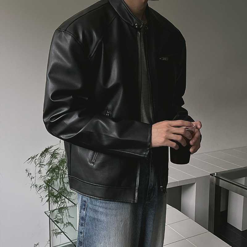 クロップドレザーバイカージャケット | ファッション通販サイト NUGU