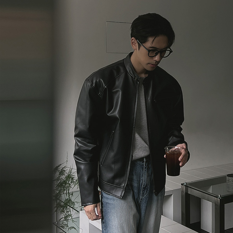 クロップドレザーバイカージャケット | ファッション通販サイト NUGU