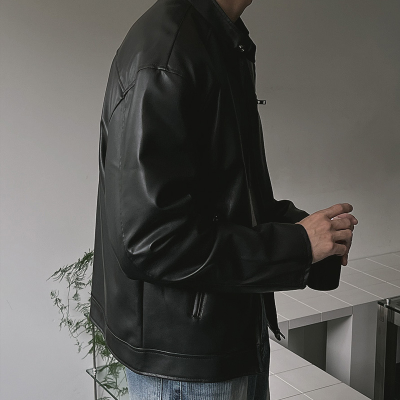 クロップドレザーバイカージャケット | ファッション通販サイト NUGU