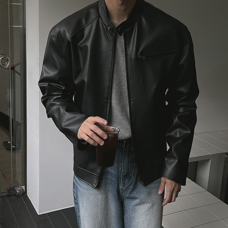 クロップドレザーバイカージャケット | ファッション通販サイト NUGU