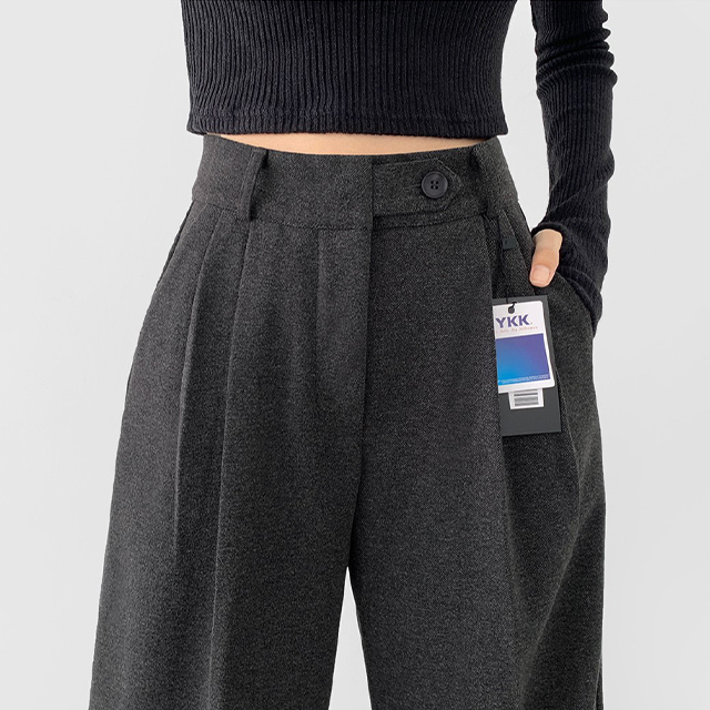 [short/basic/long] 冬用インナーボタンタック入りワイドスラックス(起毛)