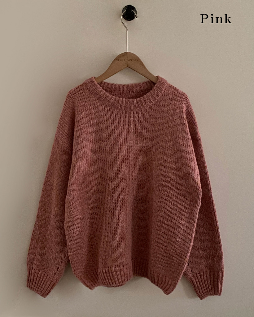 9color)肉厚ゆったり ラウンドネックオーバーサイズニット