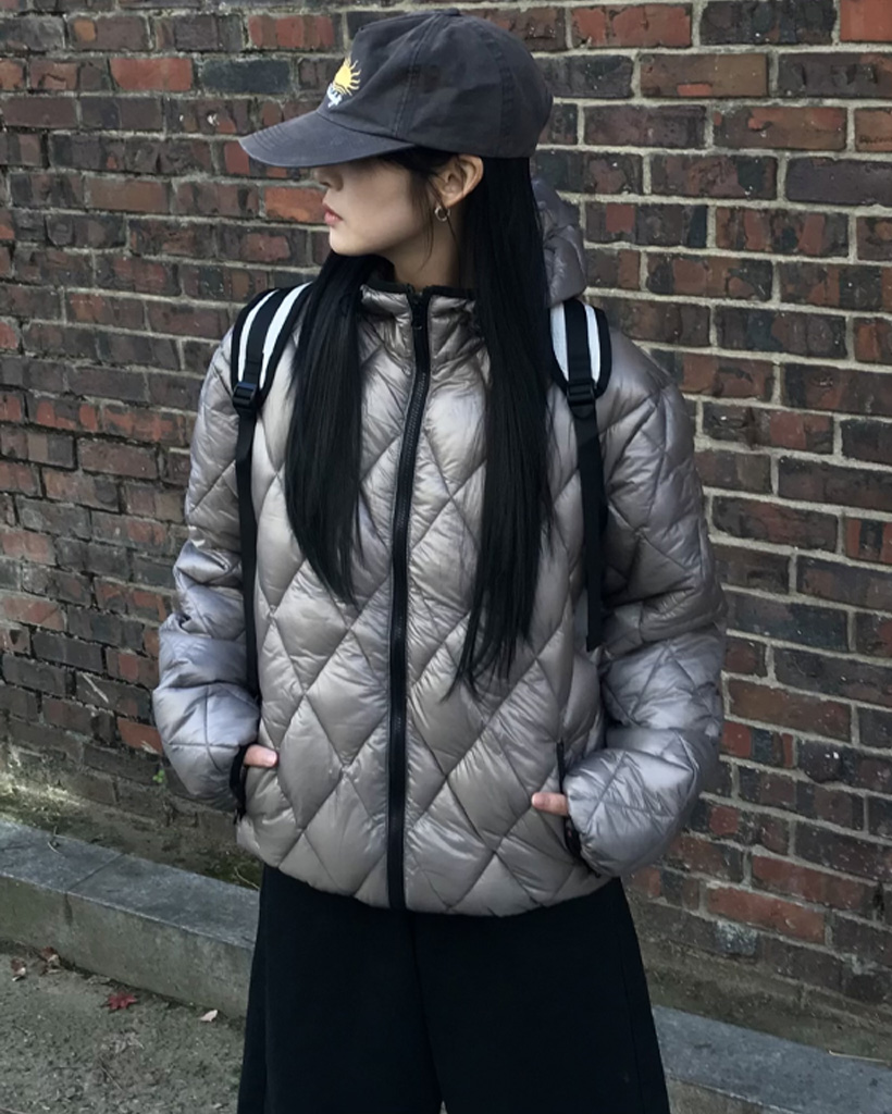 (2 color) 軽量 キルティング ダウン パーカー