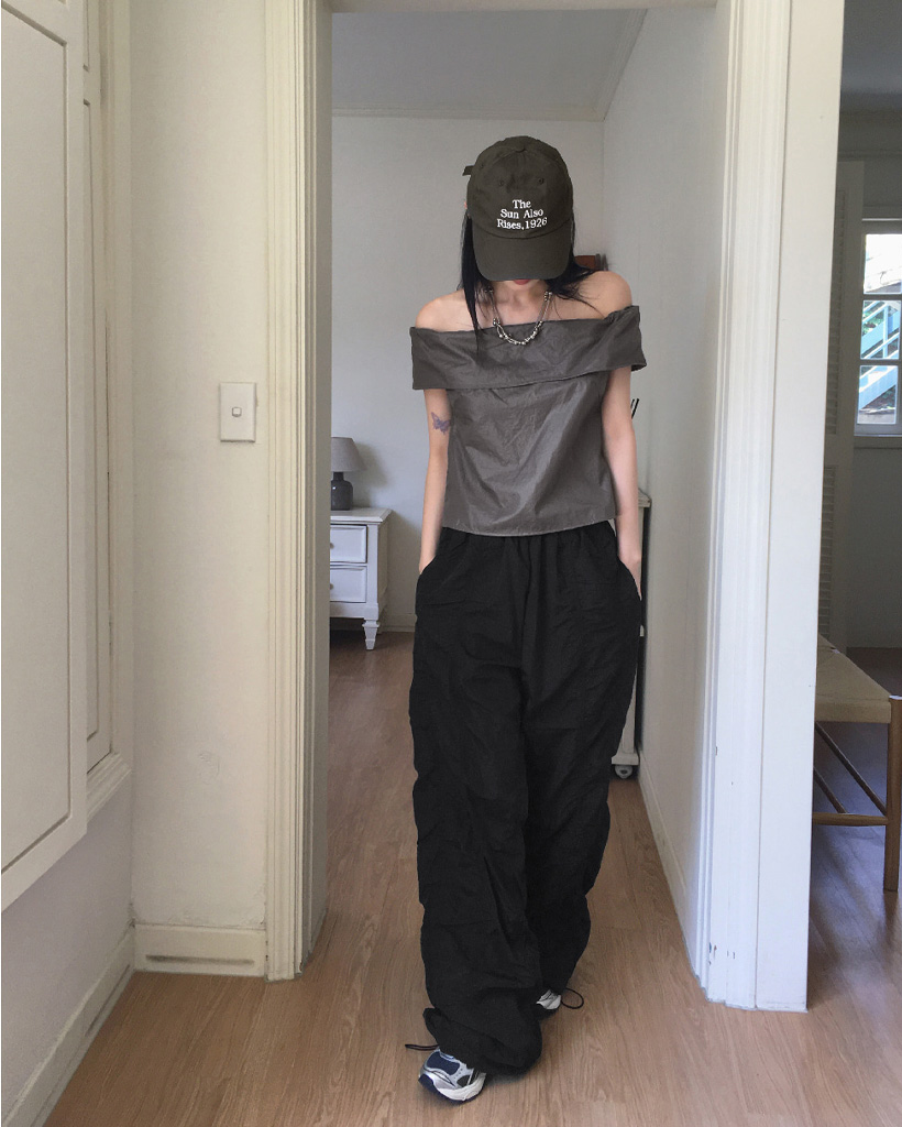 @waterページ シャーリング2WAYロングワイドナイロンパンツ | ファッション