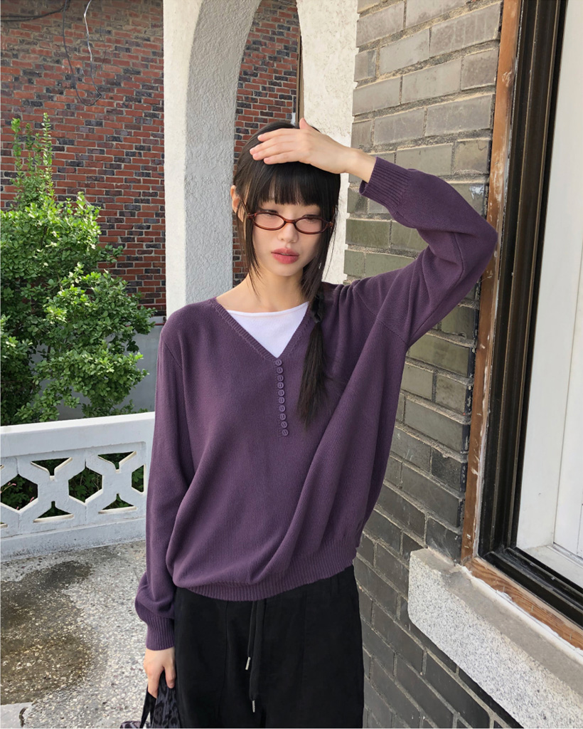 レイヤードVネックロングニット | ファッション通販サイト NUGU