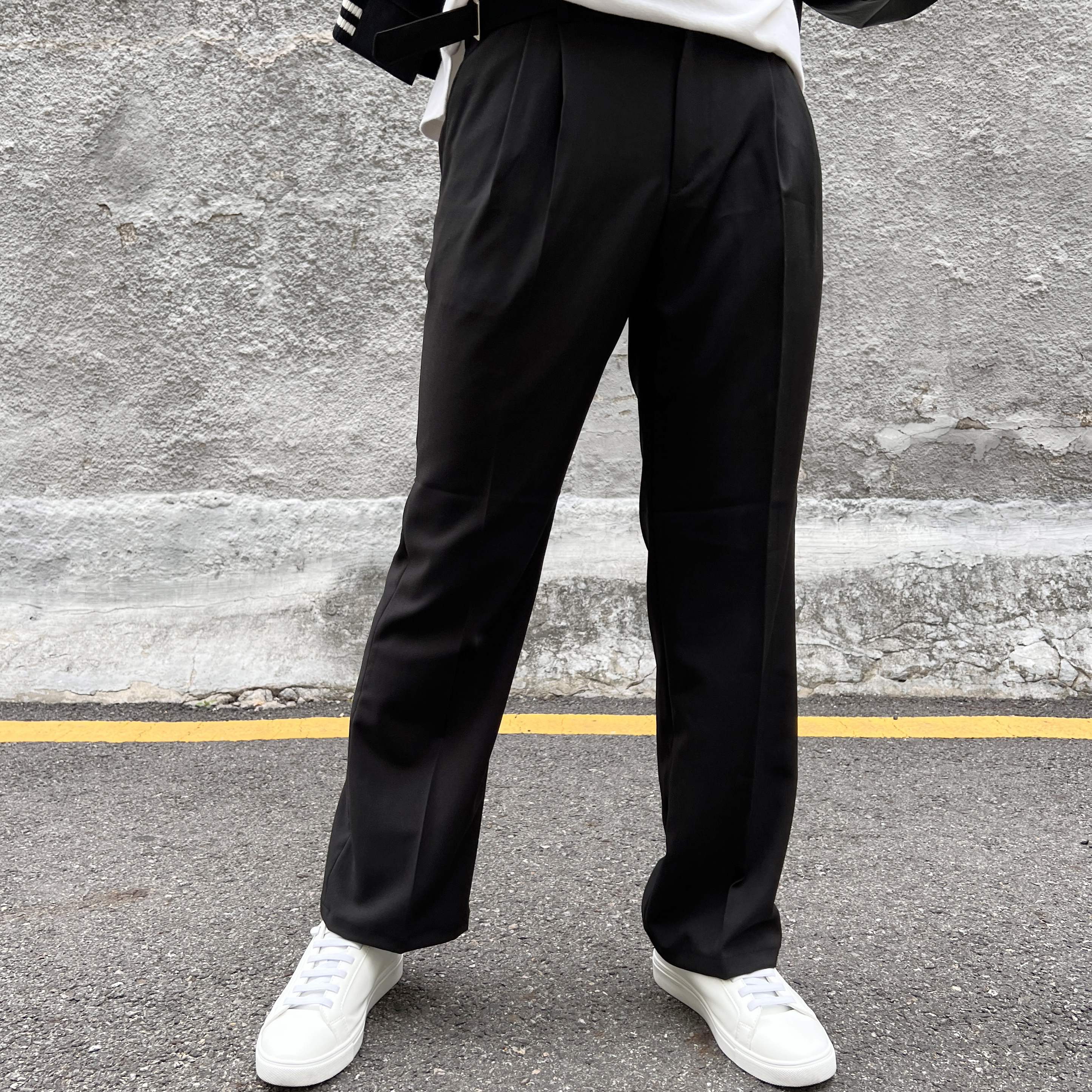 佐藤　SUAVELE ブラック スラックス サイズ3 side_wide_slacks_3.JPG