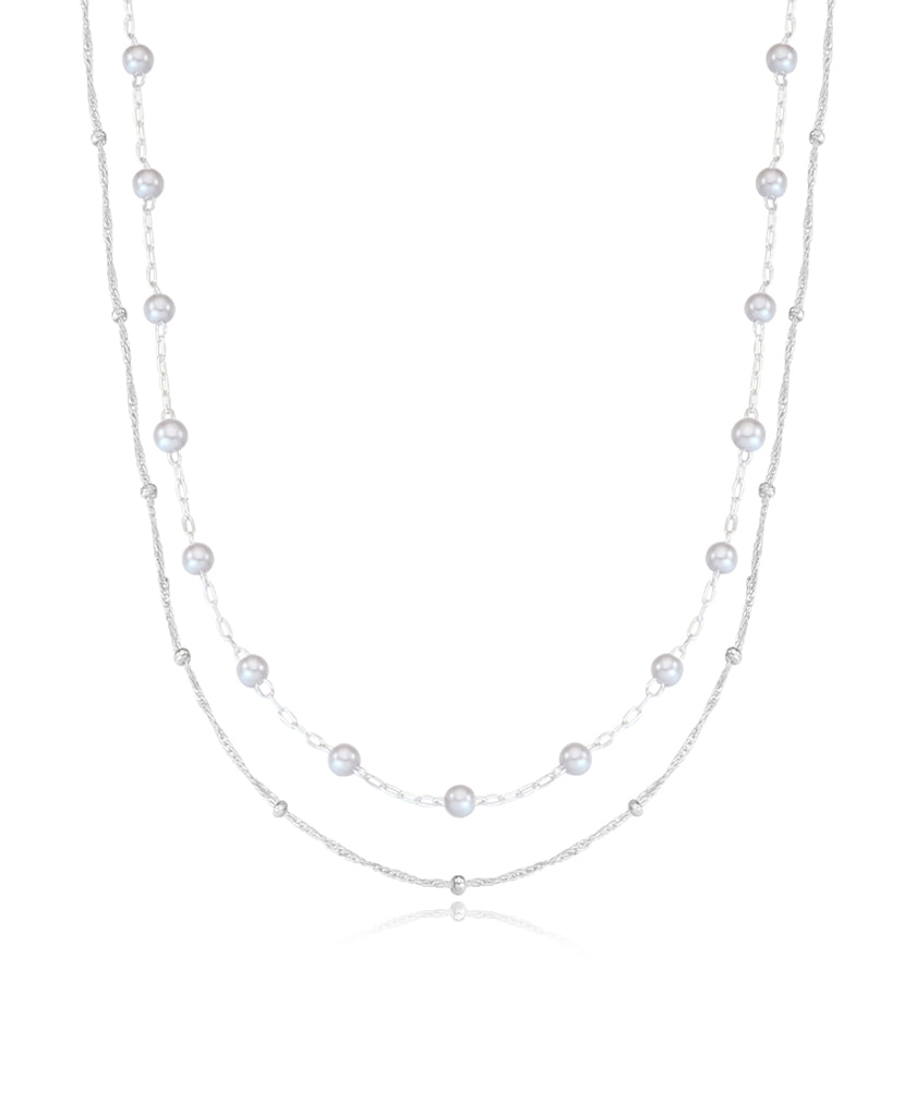 sienna pearl layered necklace set