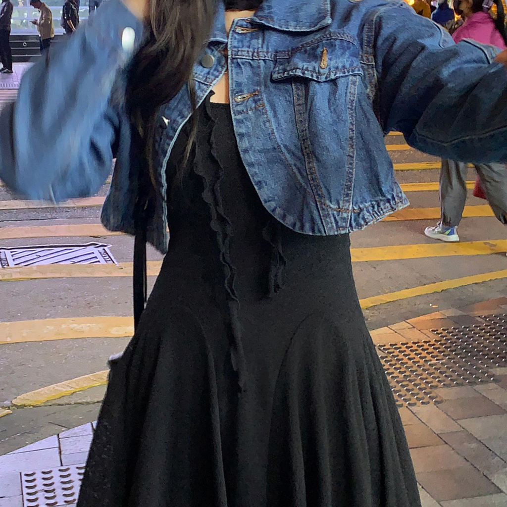 スカーフSET] フレアノースリーブミニワンピース(3color