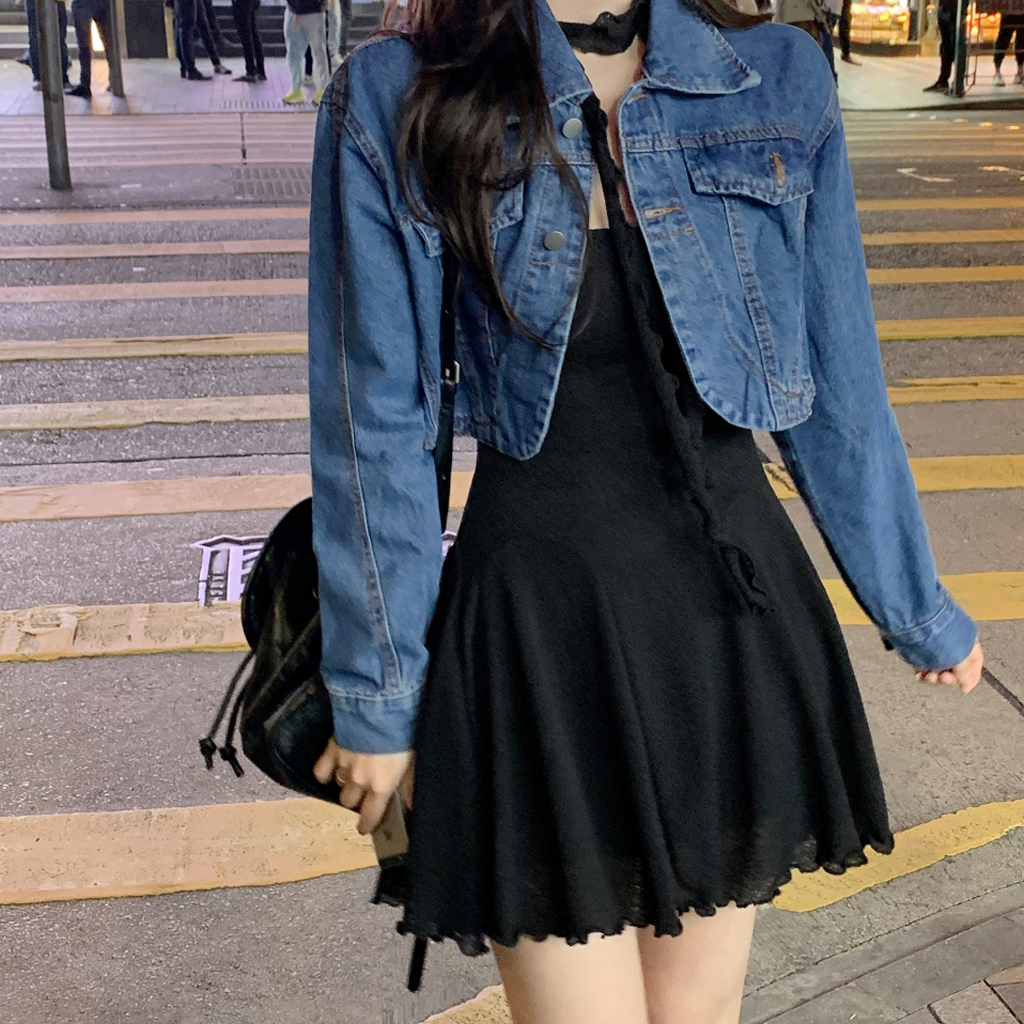 レディース☆ルネ　美品　ノースリーブデニムシャツワンピース　日本製　フレア38 スカーフSET] フレアノースリーブミニワンピース(3color