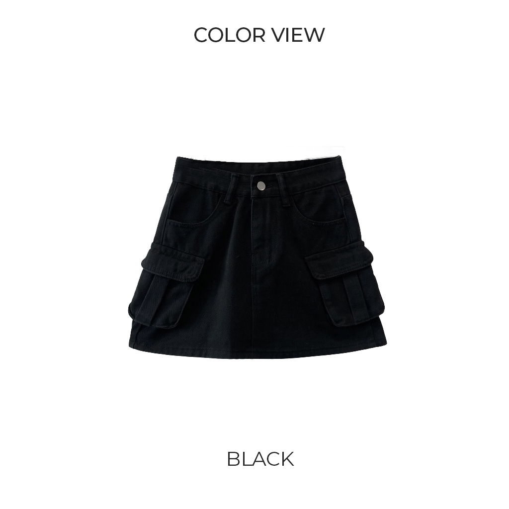 スカート mallow blue Cady Black AMBIDEX Store △11.36ozムラ糸デニム ミディアムタイトスカート