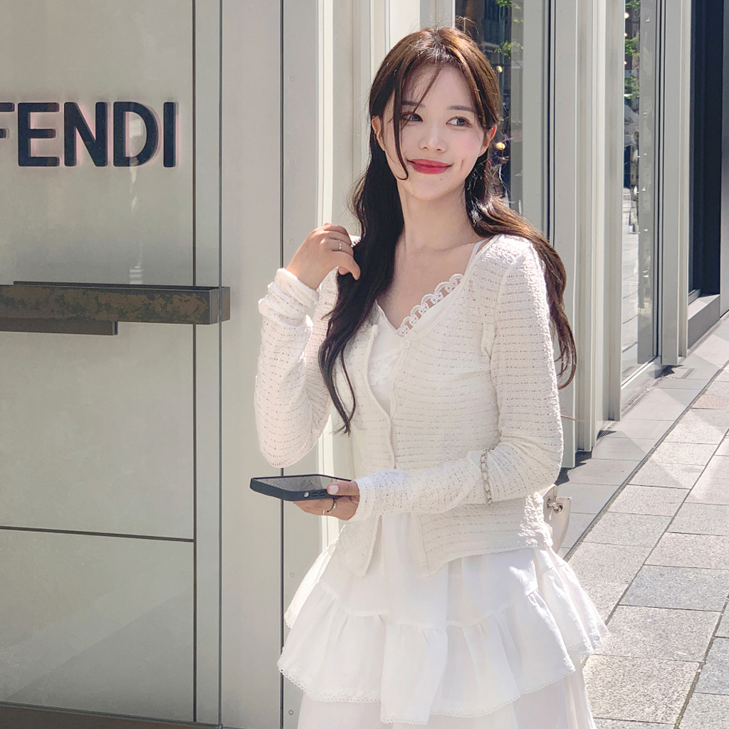 original] レースレイヤードカーディガン(3color