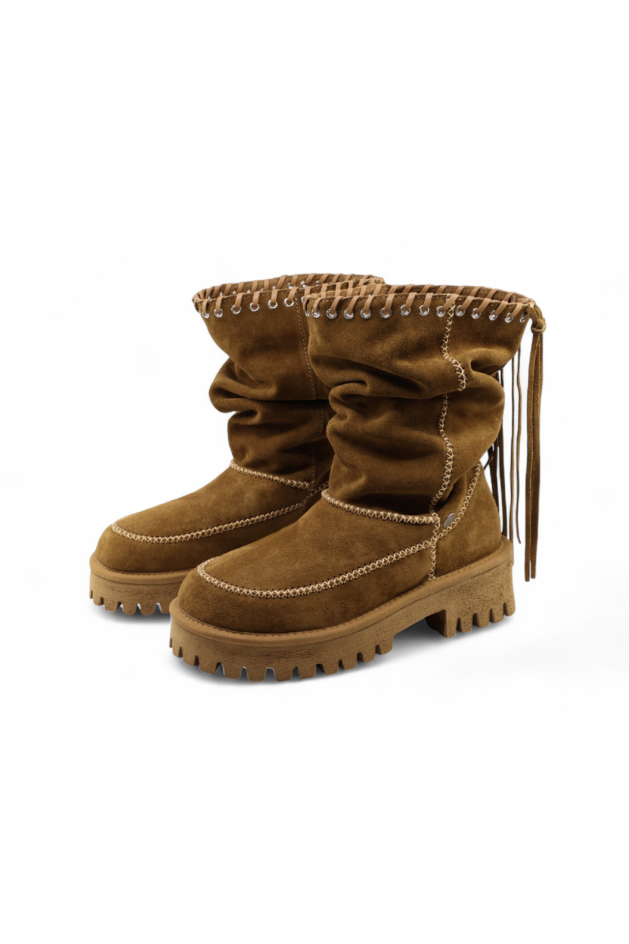 [X YASE] pigtail boots (suede camel)