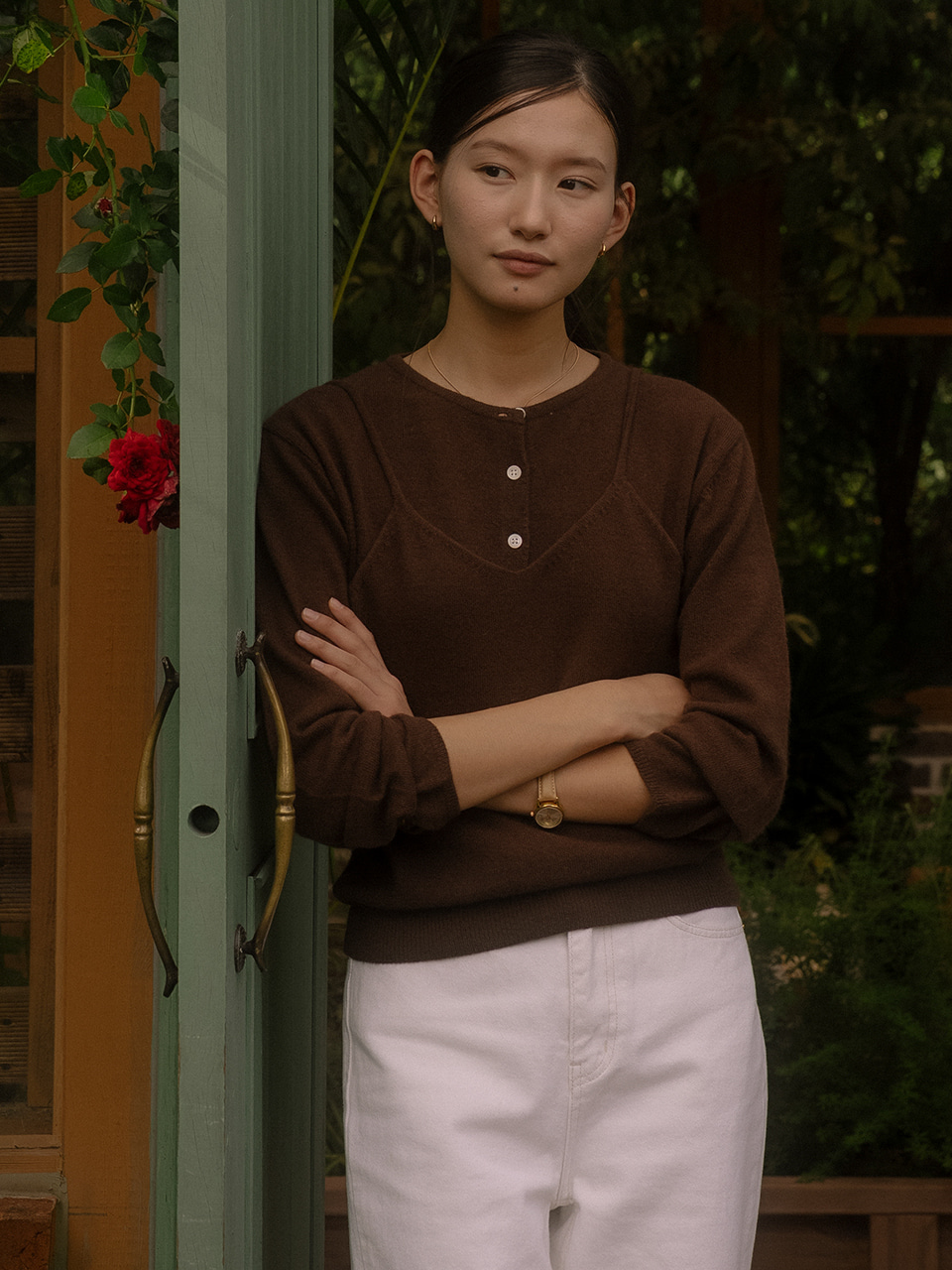 3-Way sleeveless cardigan set TIFA03CD04_Brown