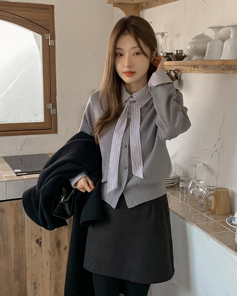 ダッフルリボン襟付きショートコート(2color) | ファッション通販