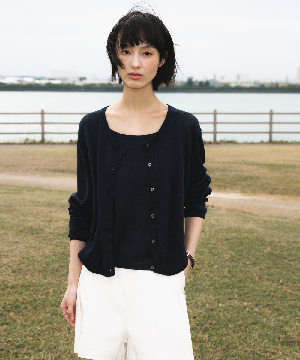 Summer Knit Cardigan Set [Black] | ファッション通販サイト NUGU