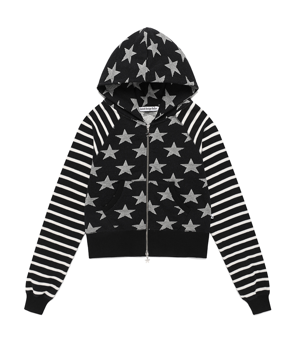 W RAGLAN STAR ZIP UP HOODIE[BLACK] | ファッション通販サイト NUGU