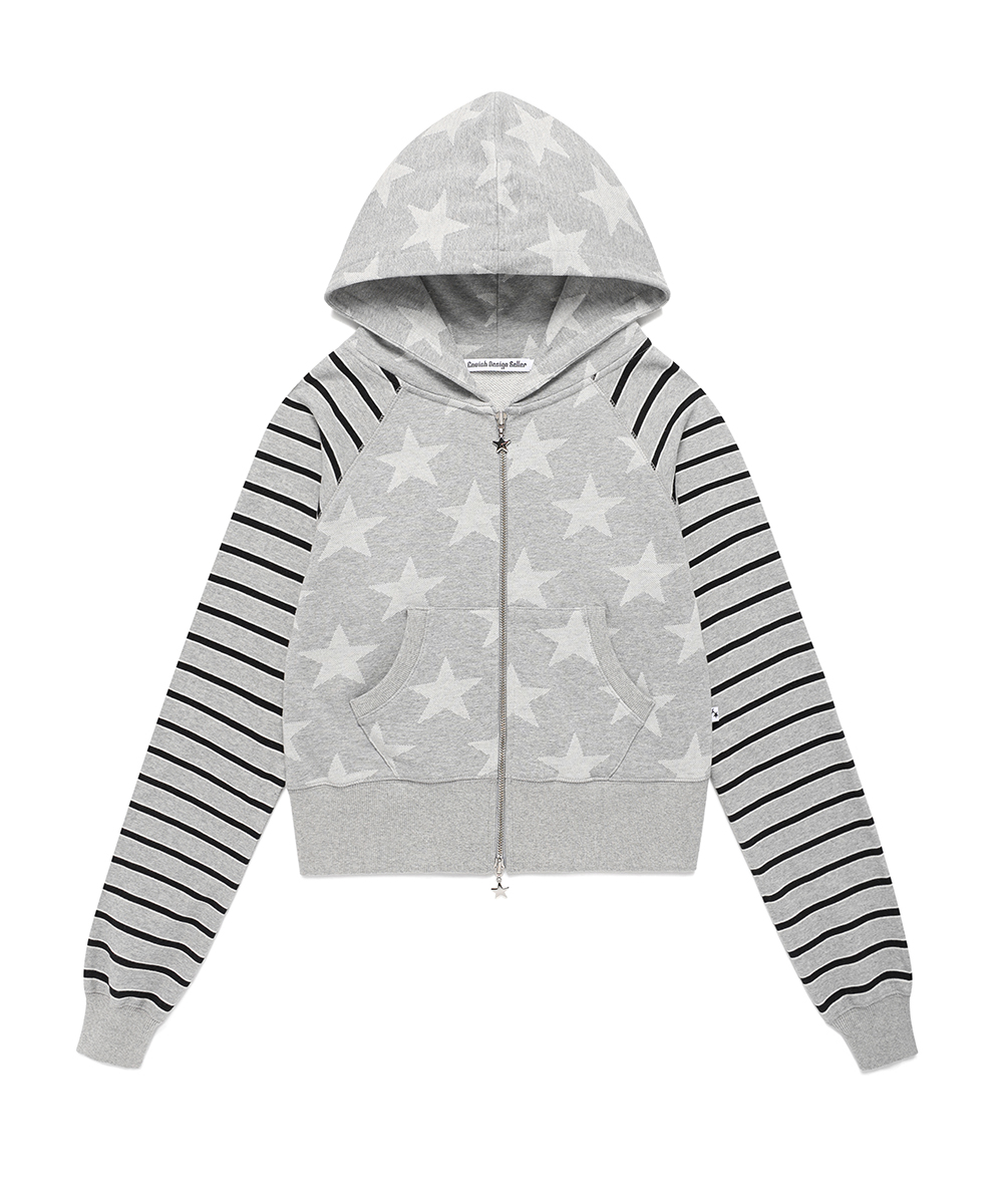 W RAGLAN STAR ZIP UP HOODIE[GREY]