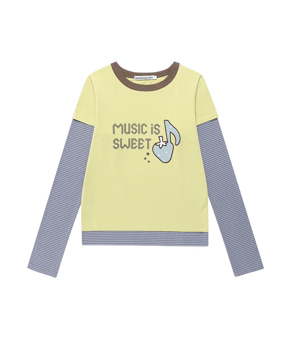W STRAWBERRY LAYERED LS TEE[YELLOW]
