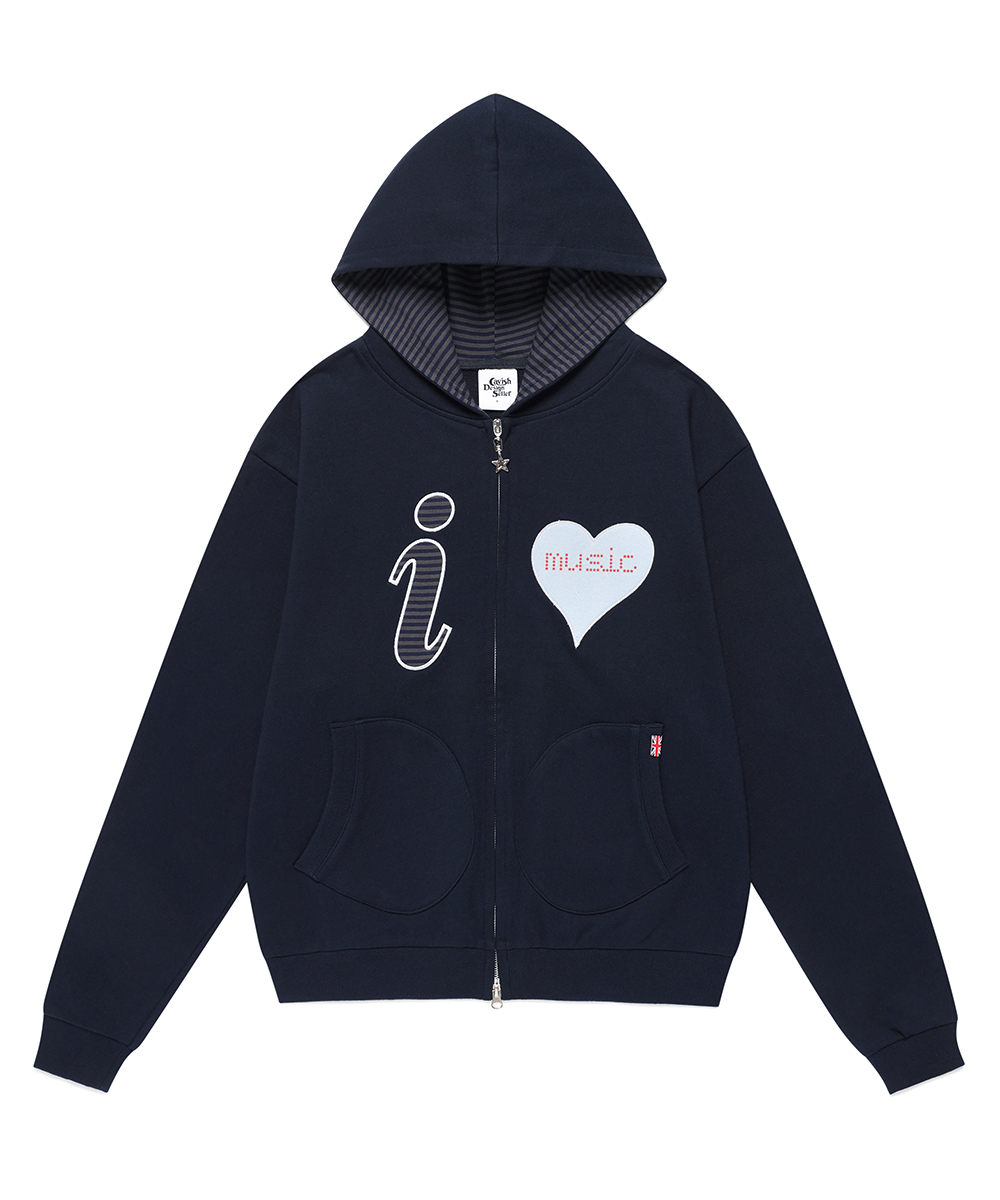 I LOVE MUSIC ZIP UP HOODIE[NAVY] | ファッション通販サイト NUGU