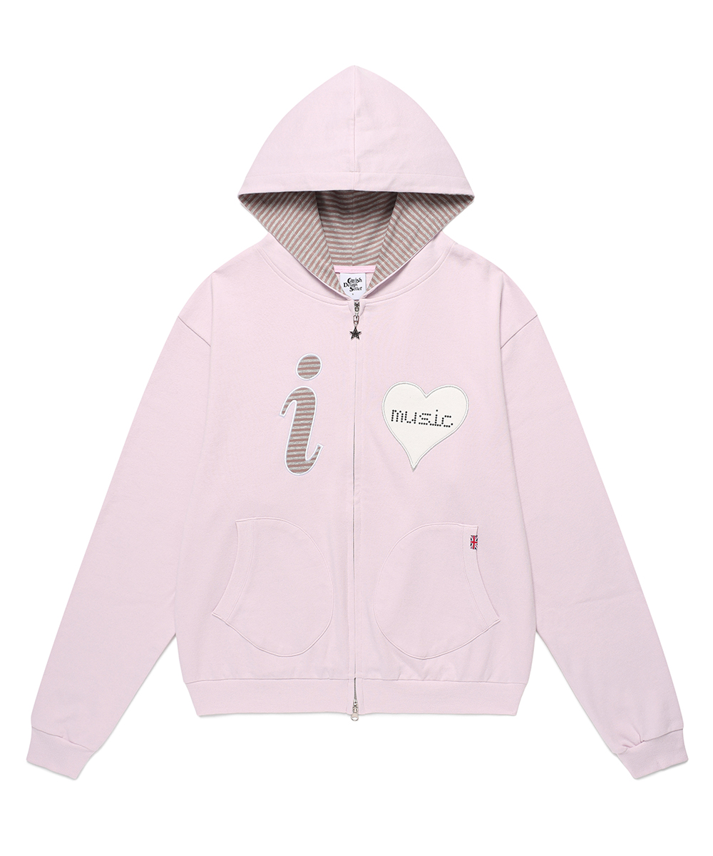 I LOVE MUSIC ZIP UP HOODIE[PINK]