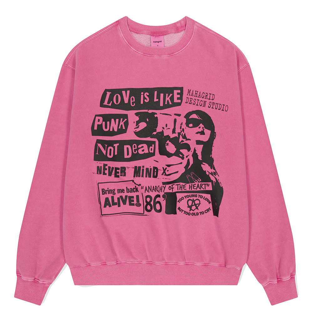 ★mahagrid★ LOVE PUNK PIGMENT SWEATSHIRT LOVE PUNK PIGMENT SWEATSHIRT[PINK] | ファッション通販サイト NUGU