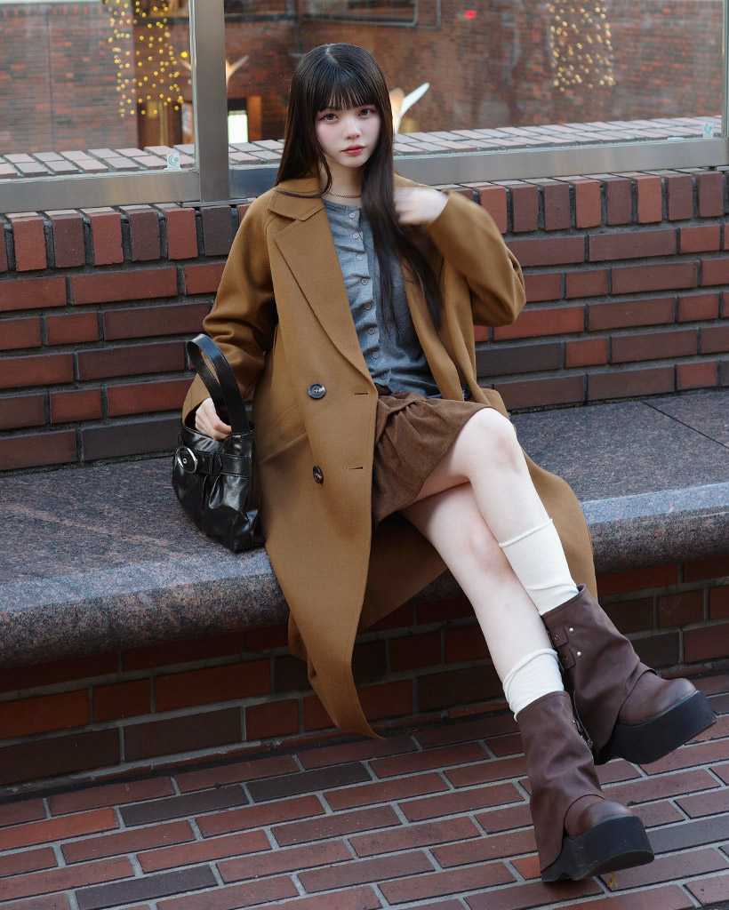 ダブルボタンロングコート | ファッション通販サイト NUGU