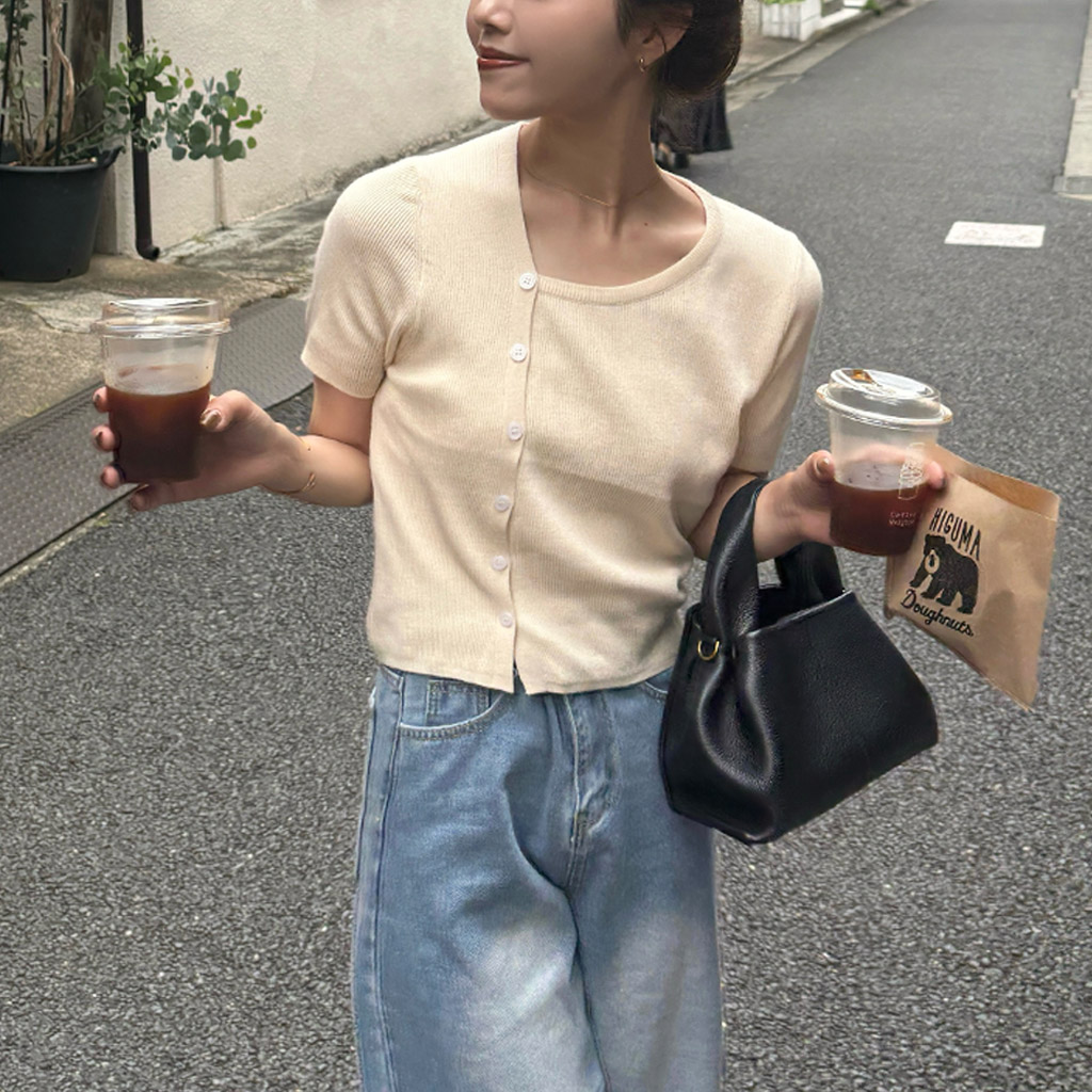 サイドボタン半袖T