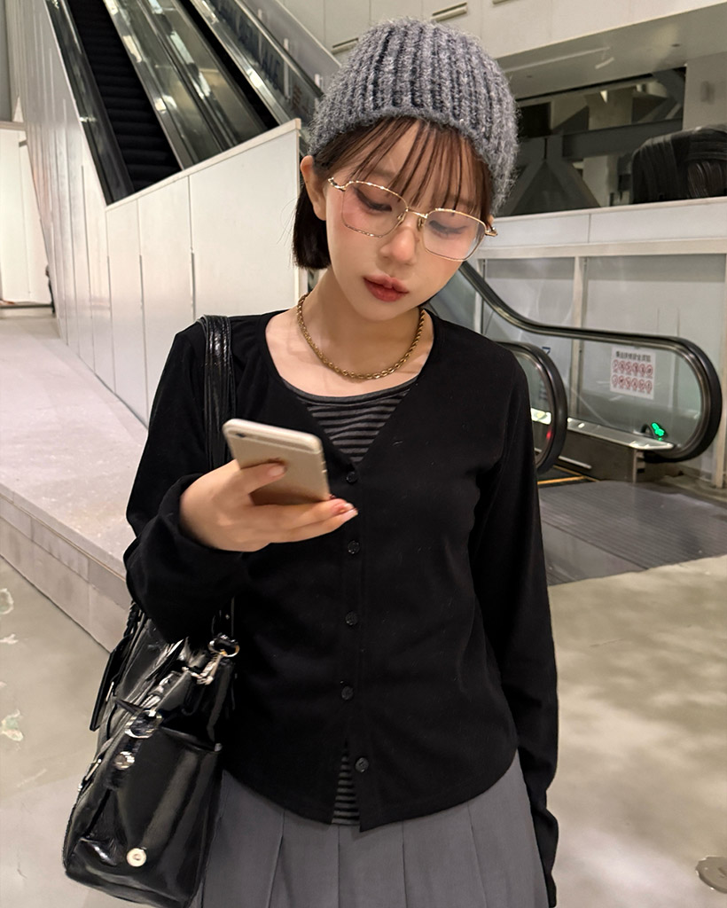 レイヤードカーディガン