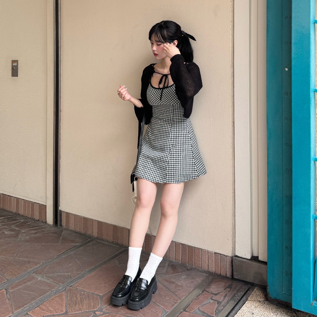 チェックミニワンピース