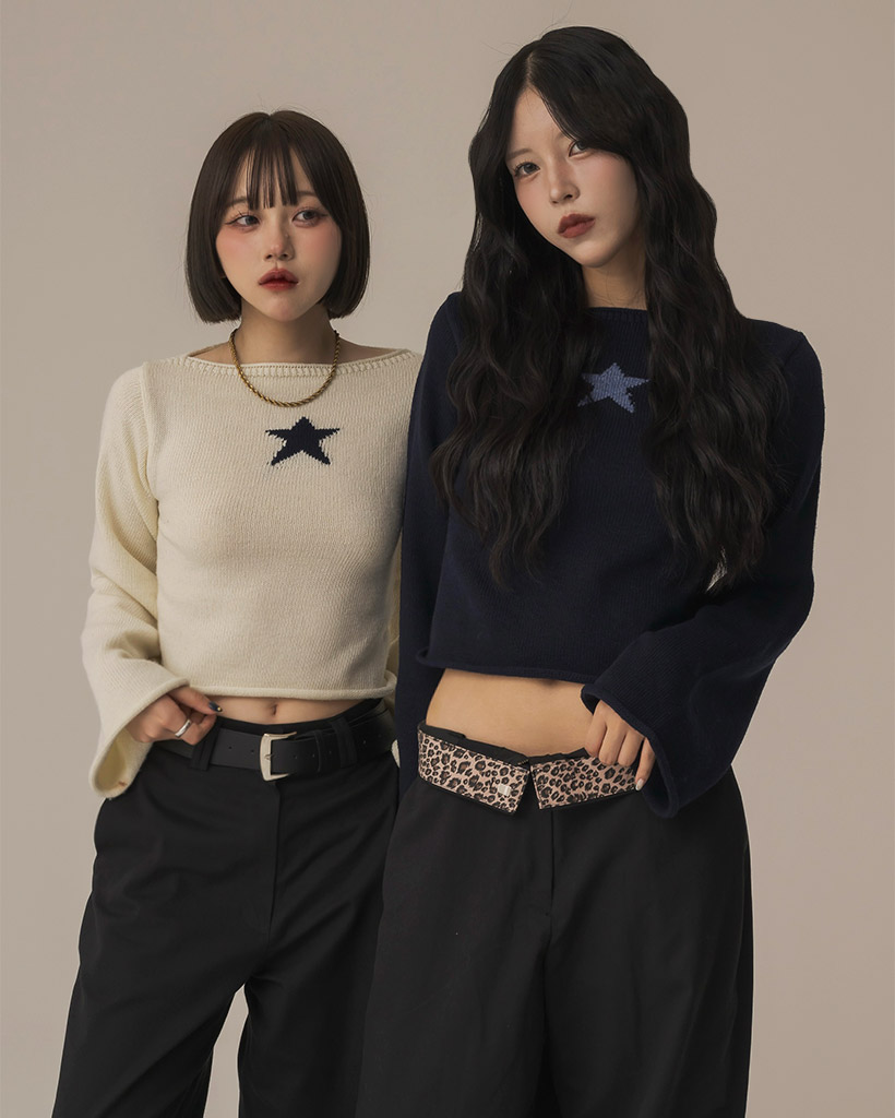 [2回再販](ORIGINAL) ボートネックスタージャガードニット