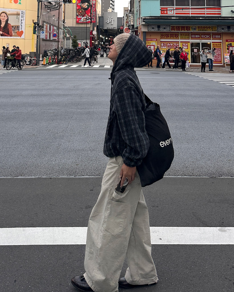 チェックフリースニットフードジップアップ