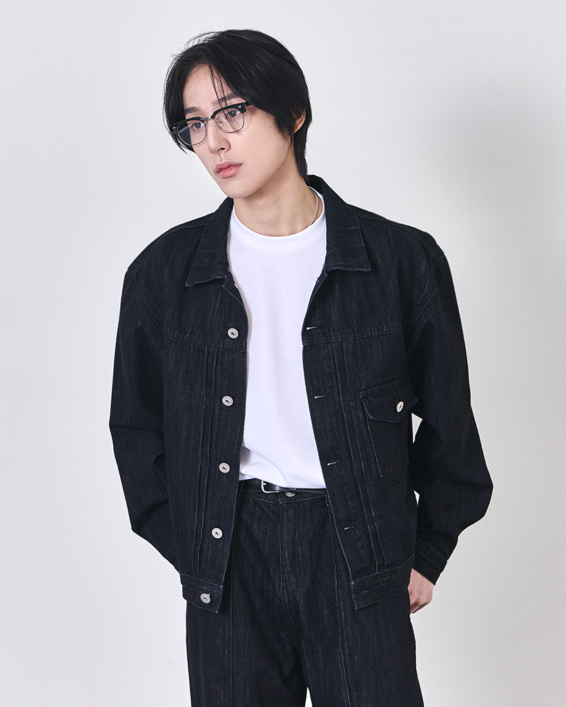 (ORIGINAL) センターピンタックデニムジャケット (deep black)