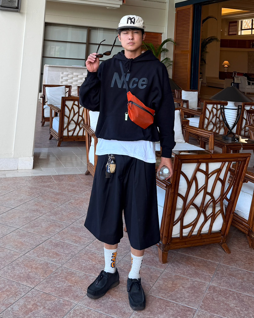 （ユニセックス）ダブルタック入りバミューダスラックス