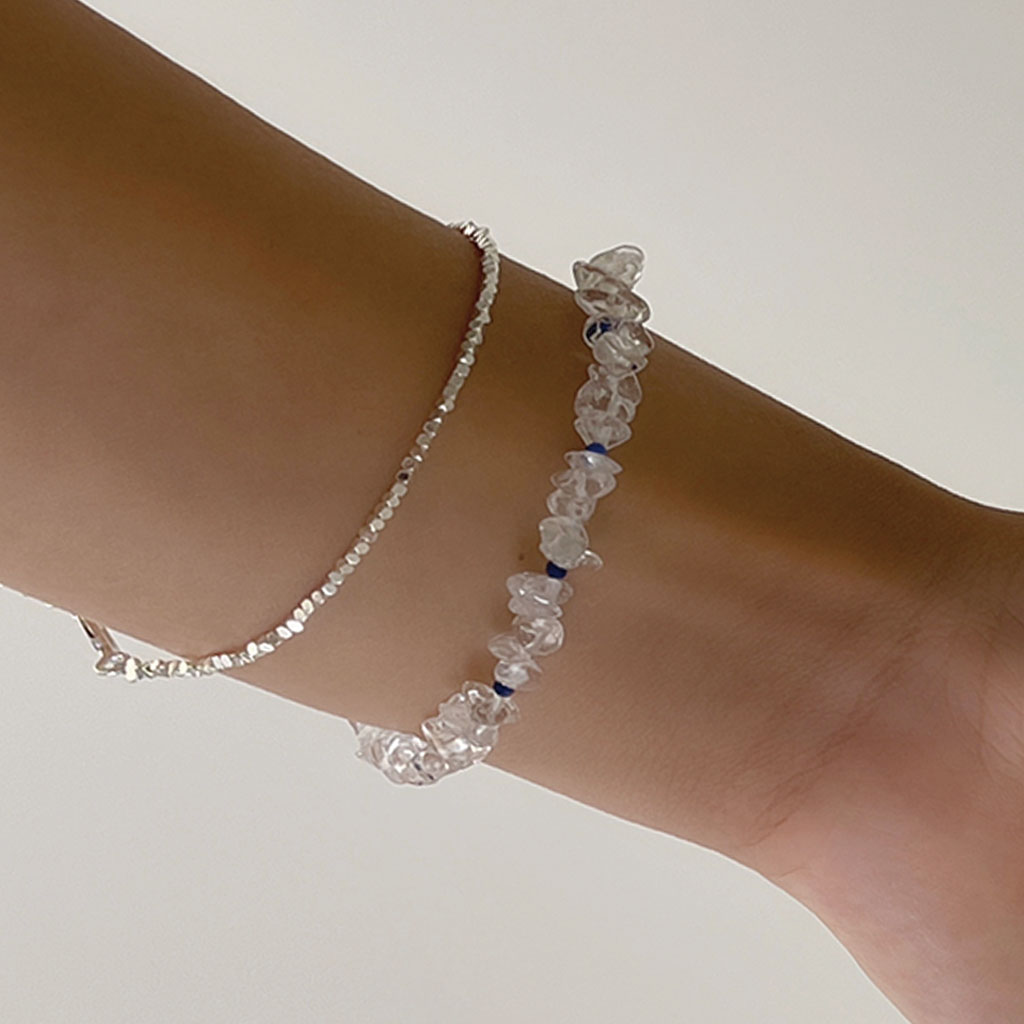 エレガント シルバー クリスタル ブレスレット 天然石 ハート形 クリスタルブレスレット コイン シルバー925 水晶