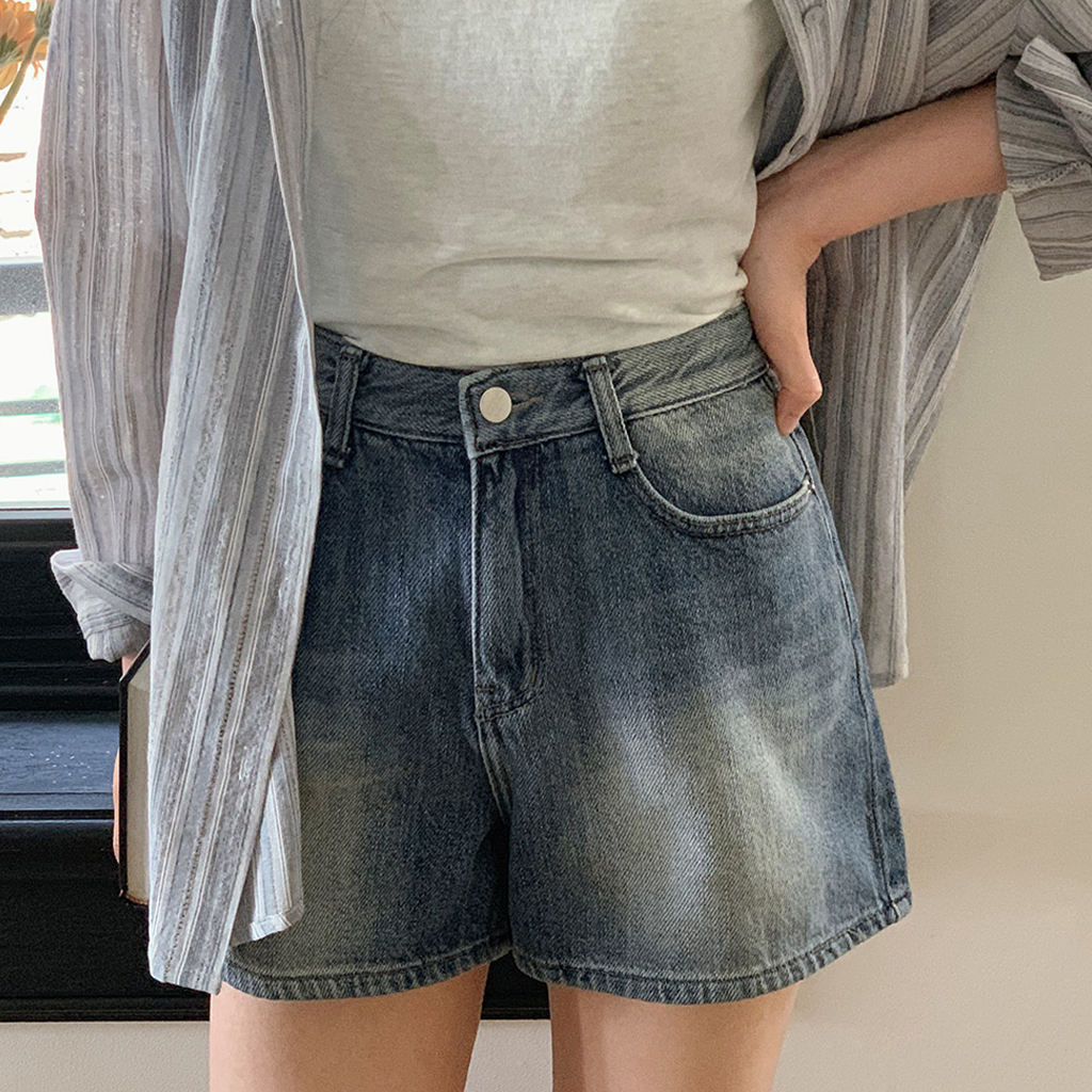 ヴィンテージウォッシュデニムショートパンツ-4size