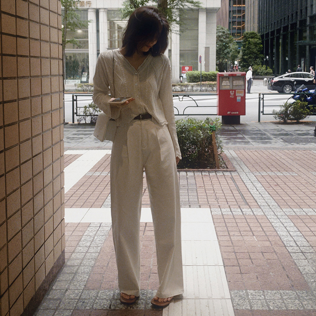 [ベルト set](basic/long) ワイドパンツ-4size