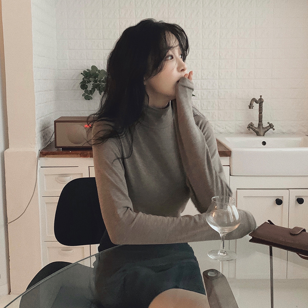 (3万枚突破)ベーシックタートルネックTシャツ-10color