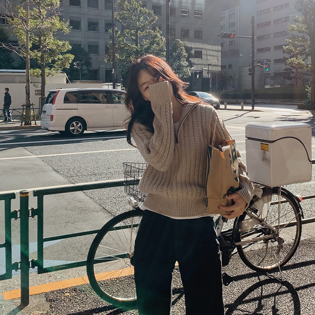 クラシックハーフジップニット-2color | ファッション通販サイト NUGU