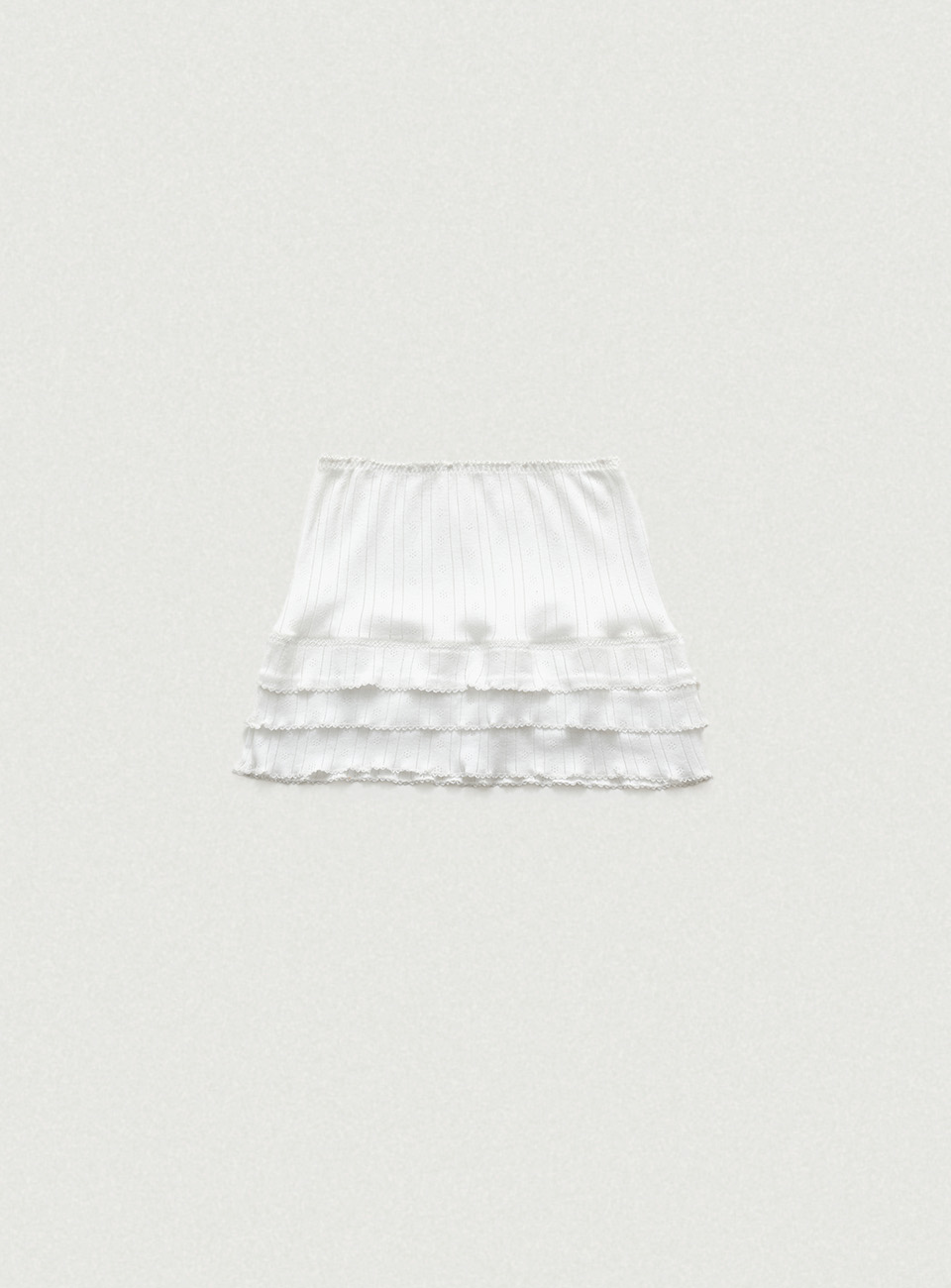 Ivory Cotton Eyelet Knit Pleated Skirt
