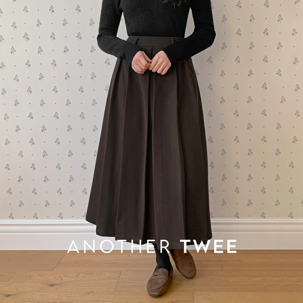 オーダーメイド　リネンのタックスカート　黒　ロング丈 アメリカンホリック AMERICAN HOLIC リネンブレンドタックス