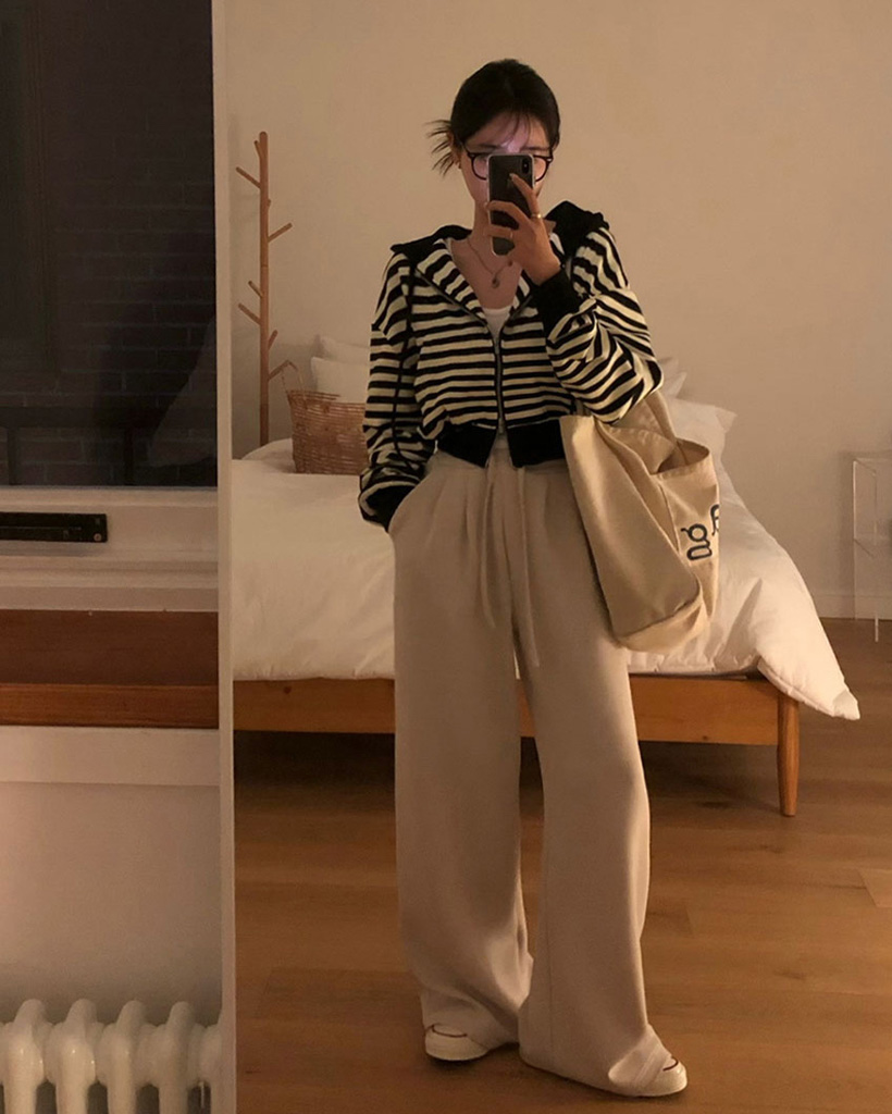 ORIGINAL) ワッフルストライプジップアップパーカー | ファッション