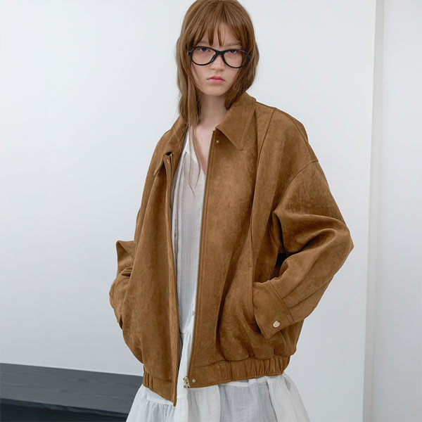 (Z-JP-587)OVERFIT SUEDE SNAP BUTTON BLOUSON