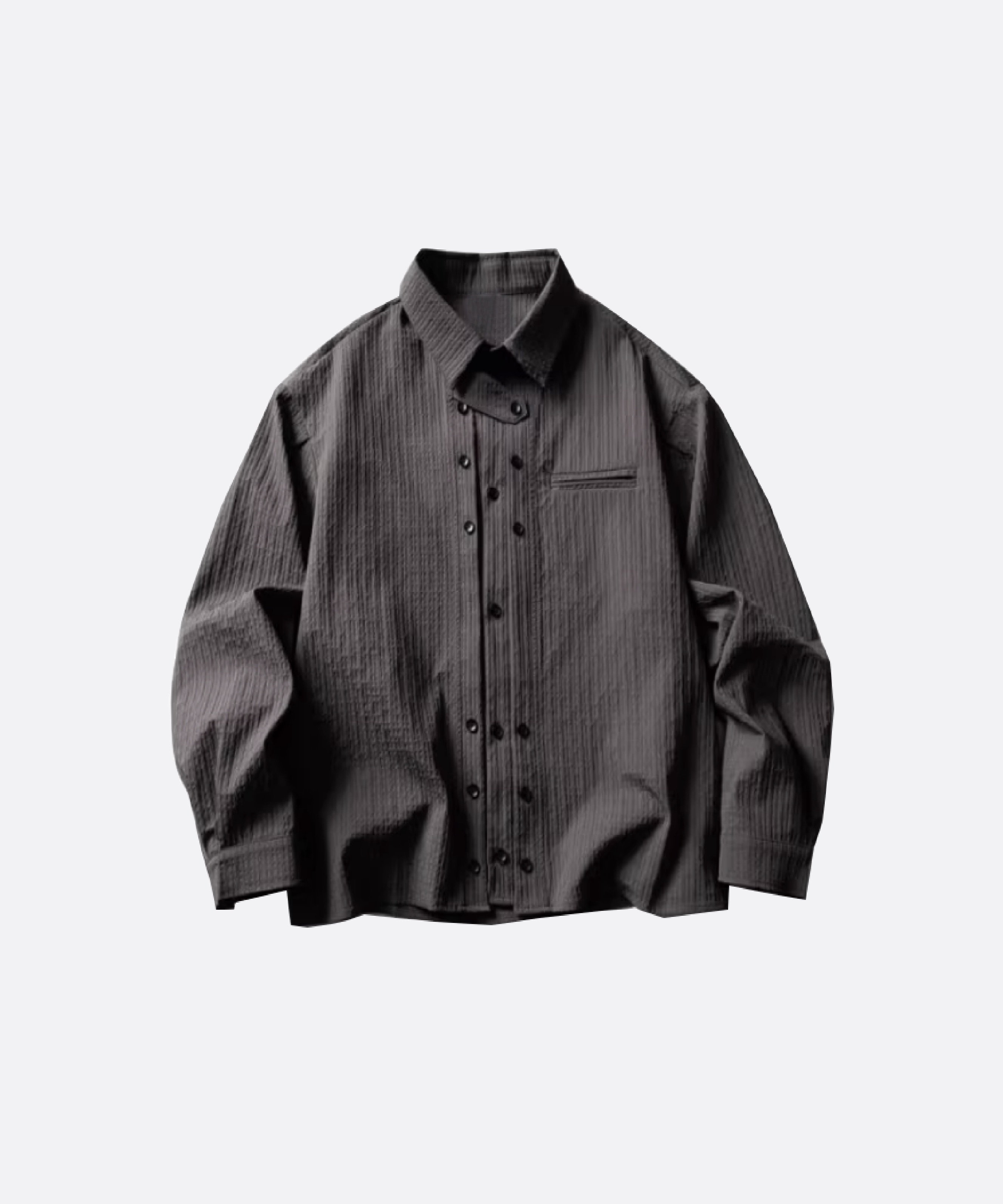 6 ロク　ダブルボタン　シャツ セール】際立つ光沢感。2wayダブルボタンシャツ（シャツ/ブラウス
