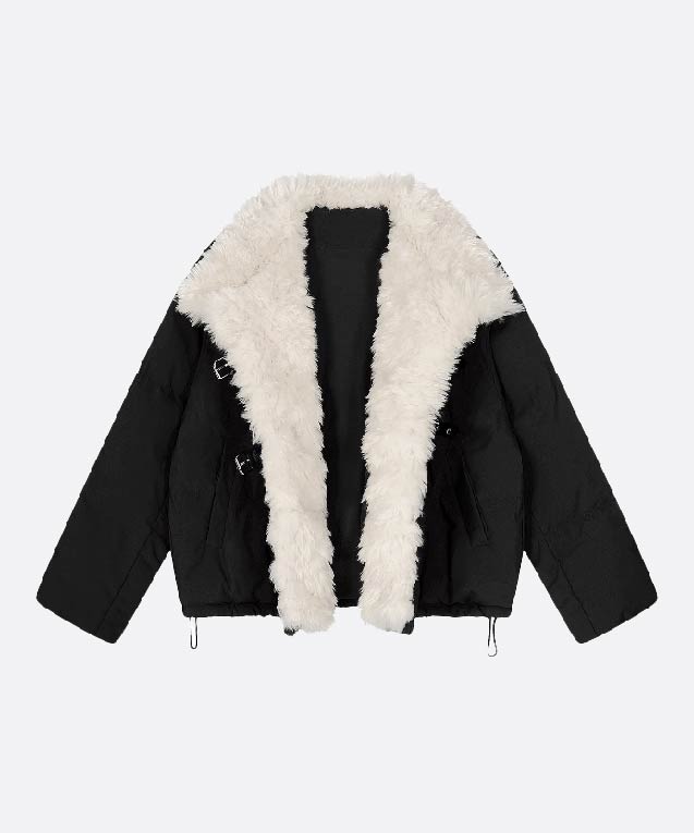 フラッフィーファーカラーダウンコート