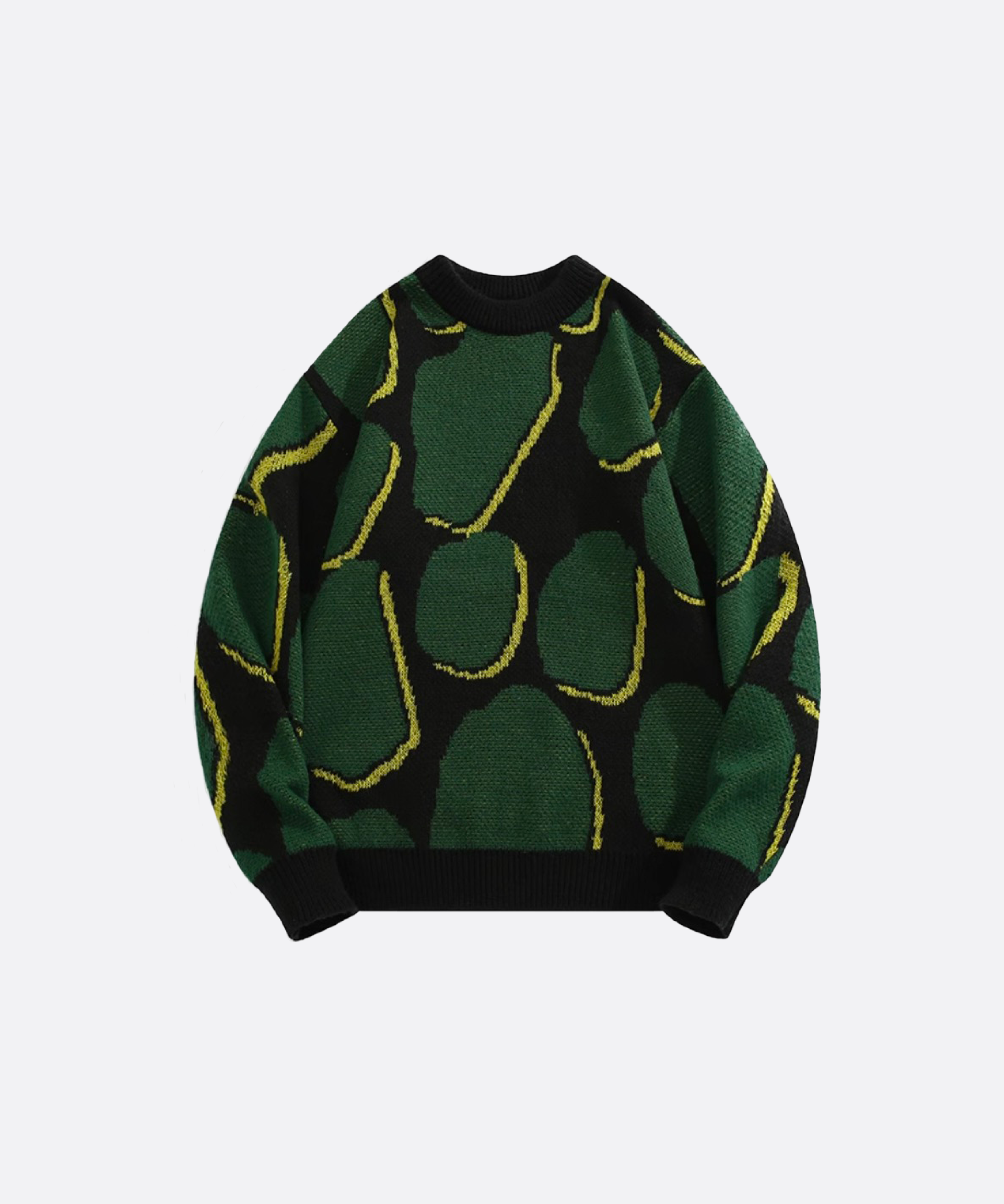 グリーンアブストラクトモチーフニット | ファッション通販