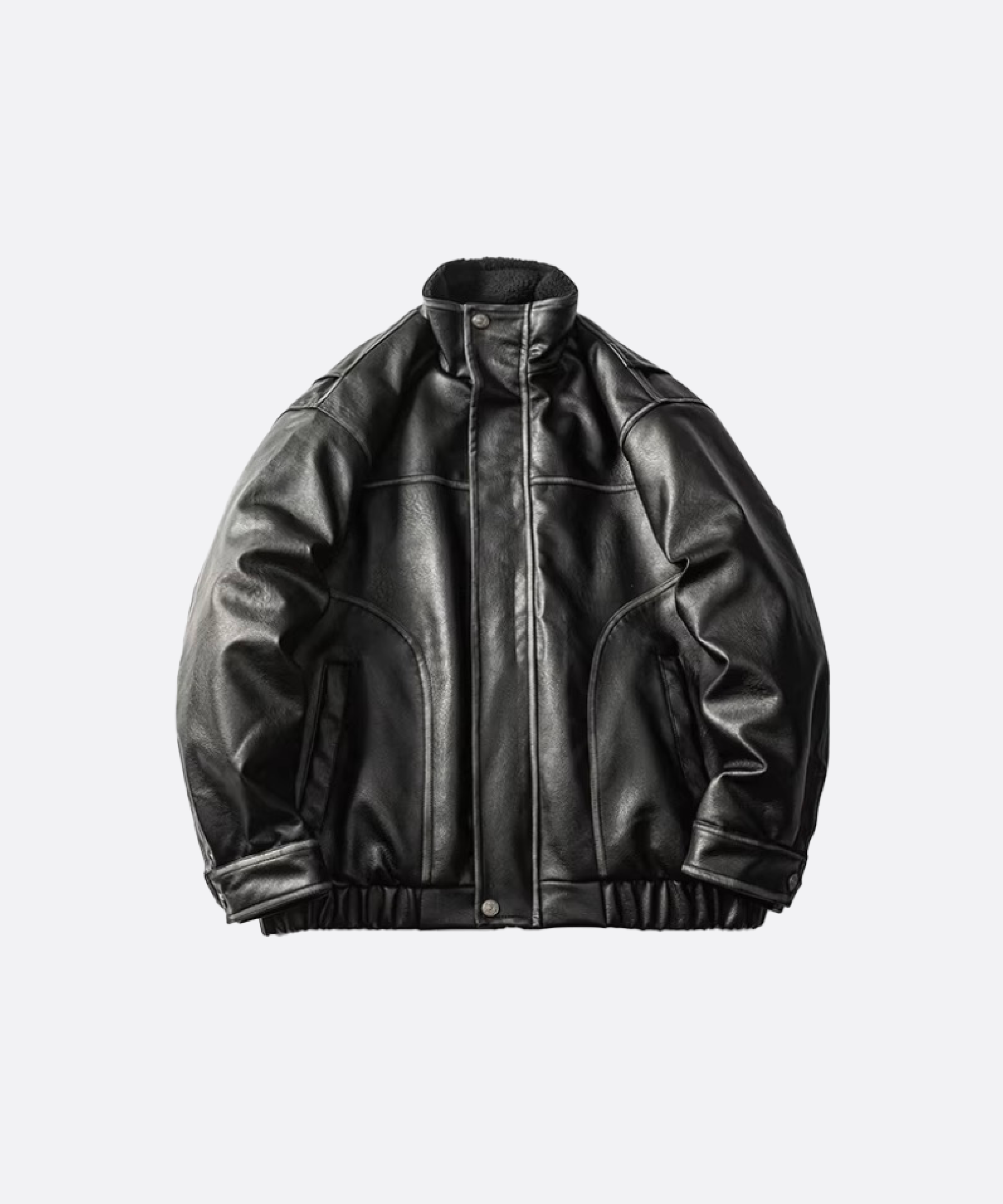 パイピング レトロ レザー ダウンコート