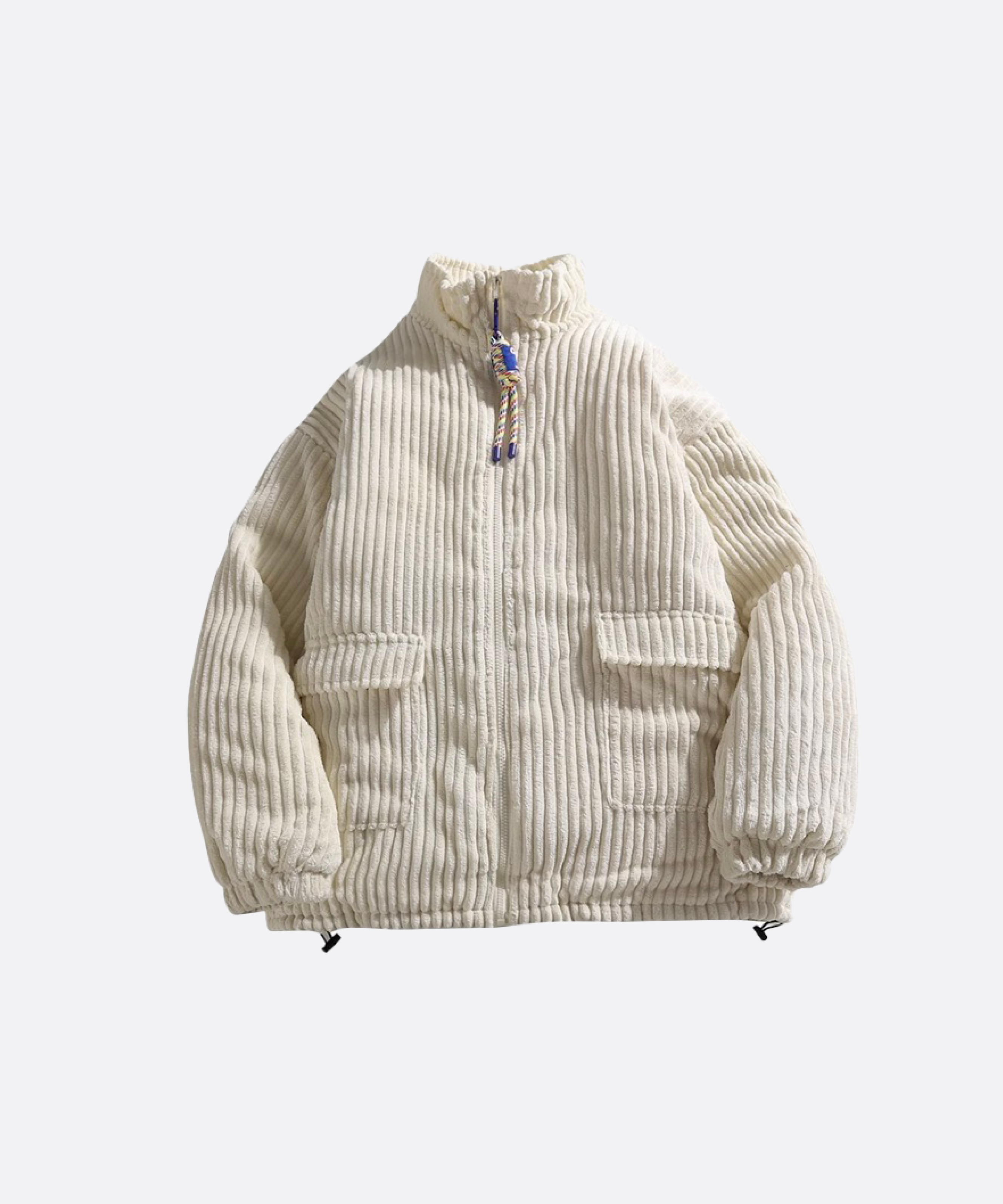 カラフルなコーデュロイのダウン