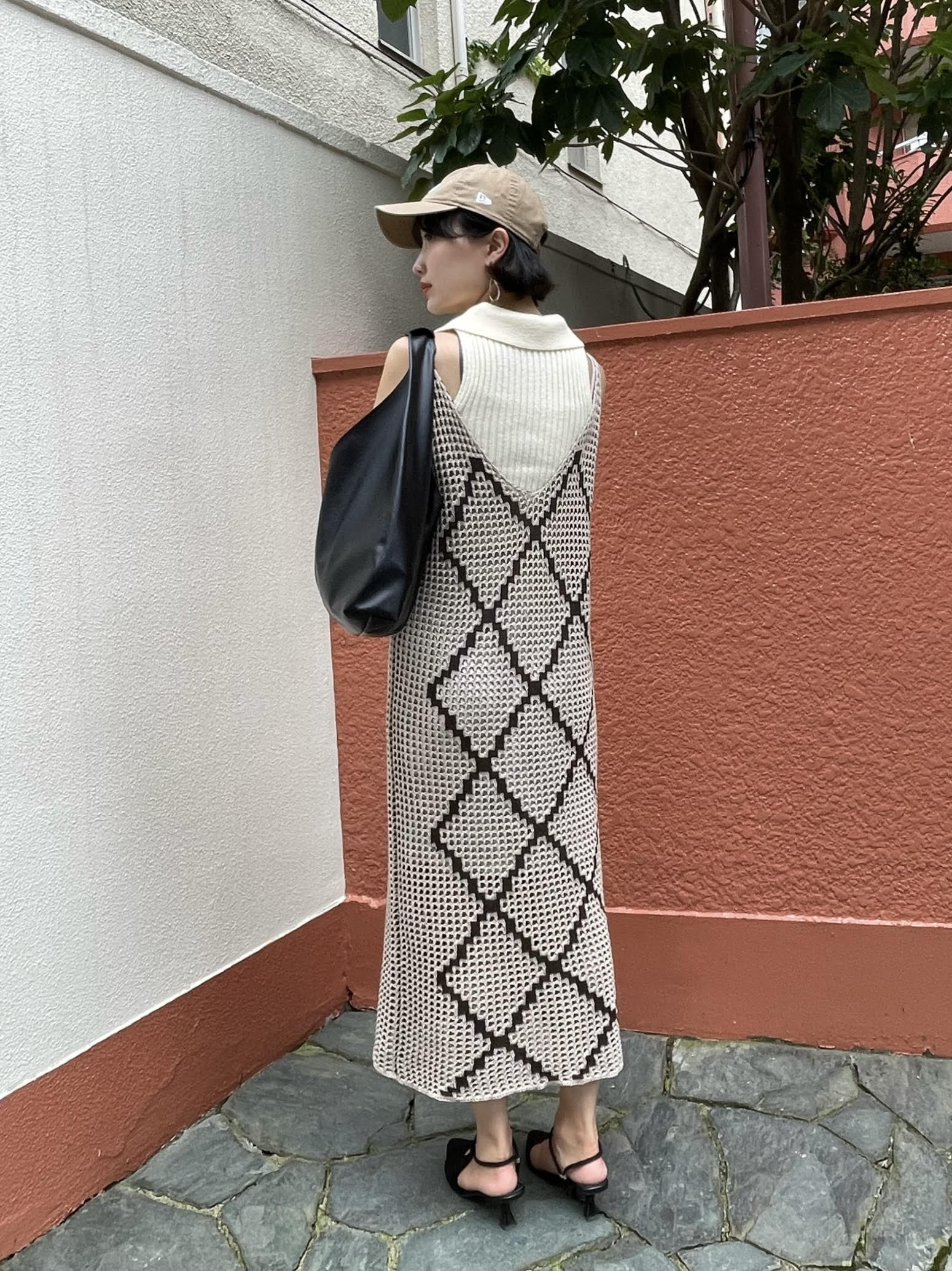 ヒステリックグラマー　透かし編みニットキャミワンピース　林檎　ロゴ セール】《追加》ダイヤ透かし編みニットキャミワンピース