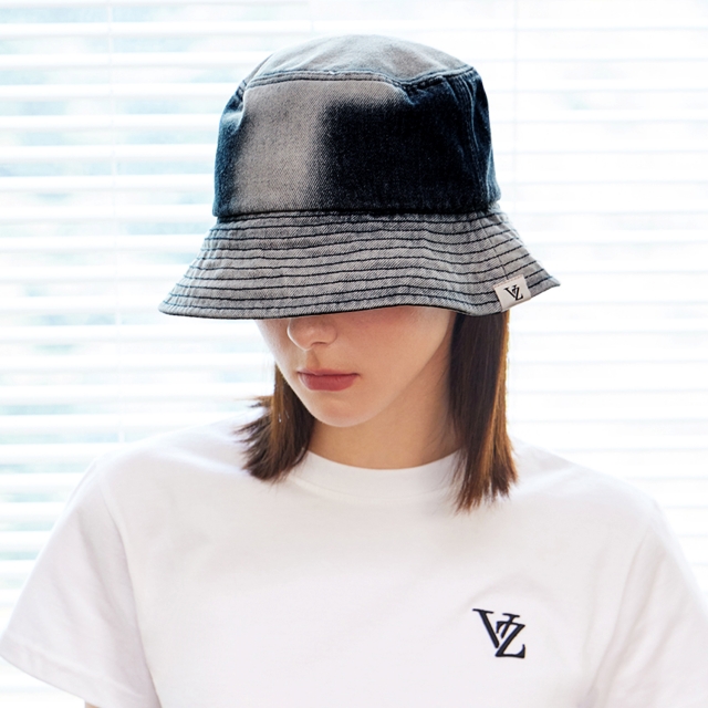 帽子・その他 VARZAR VZ Label Bleach Washing Denim Bucket Hat Indigo Amazon | [VARZAR] VZ Label Bleach Washing Denim Bucket Hat