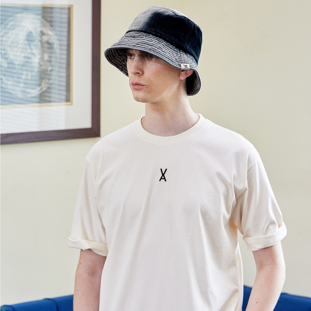 VZ Label Bleach Washing Denim Bucket Hat Indigo